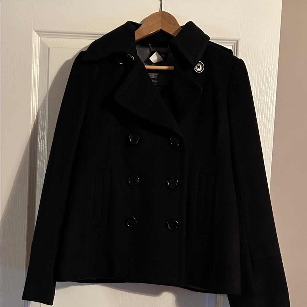 J. Crew Elegant Black Double-Breasted Pea Coat